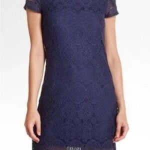Laundry By Shelli Segal Navy Lace Midi Dress